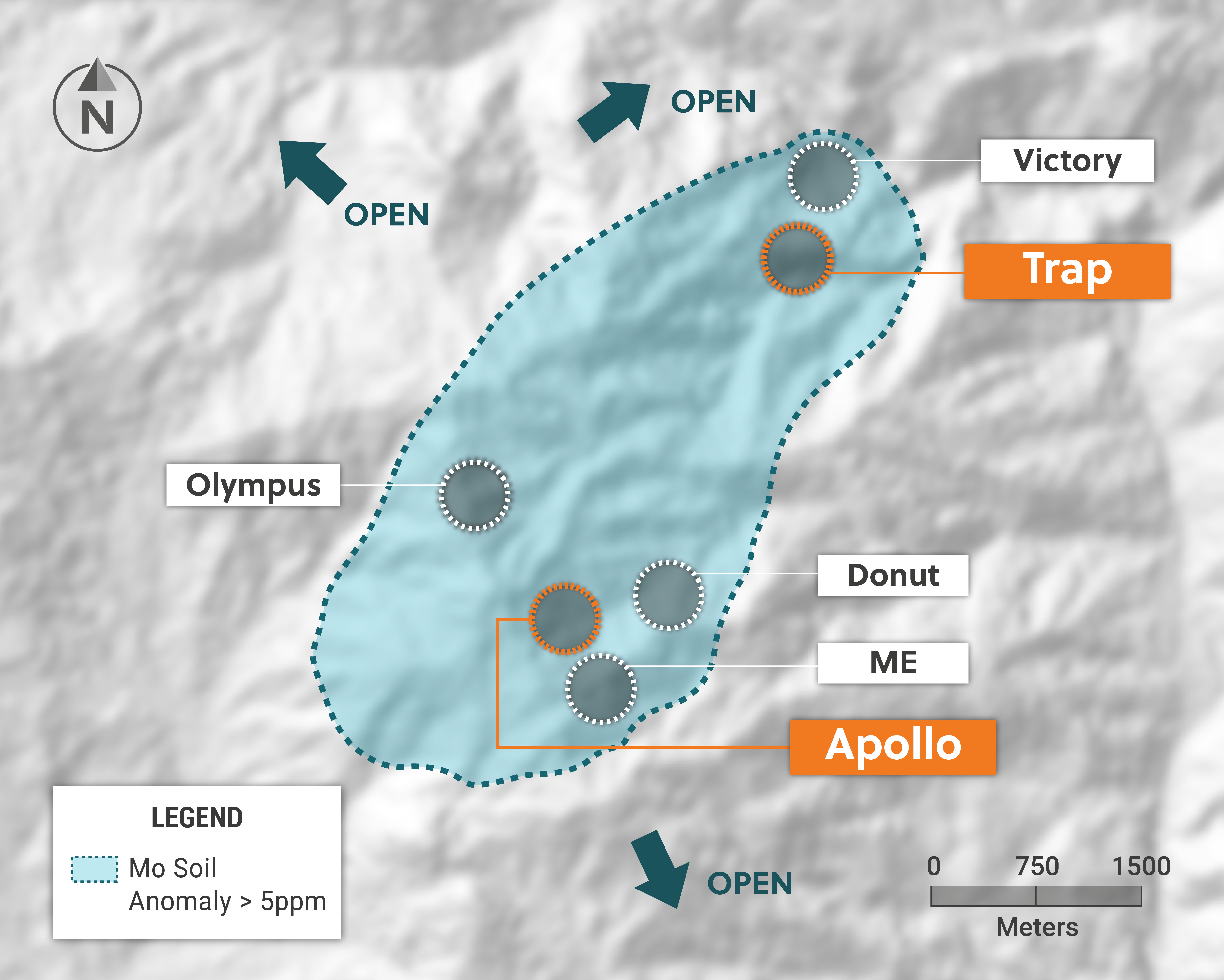 Plan View of the Guayabales Project Highlighting the Trap and Apollo Targets