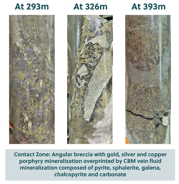 Figure 4: Core Photos of Mineralization from the High-Grade Contact Zone in APC-53